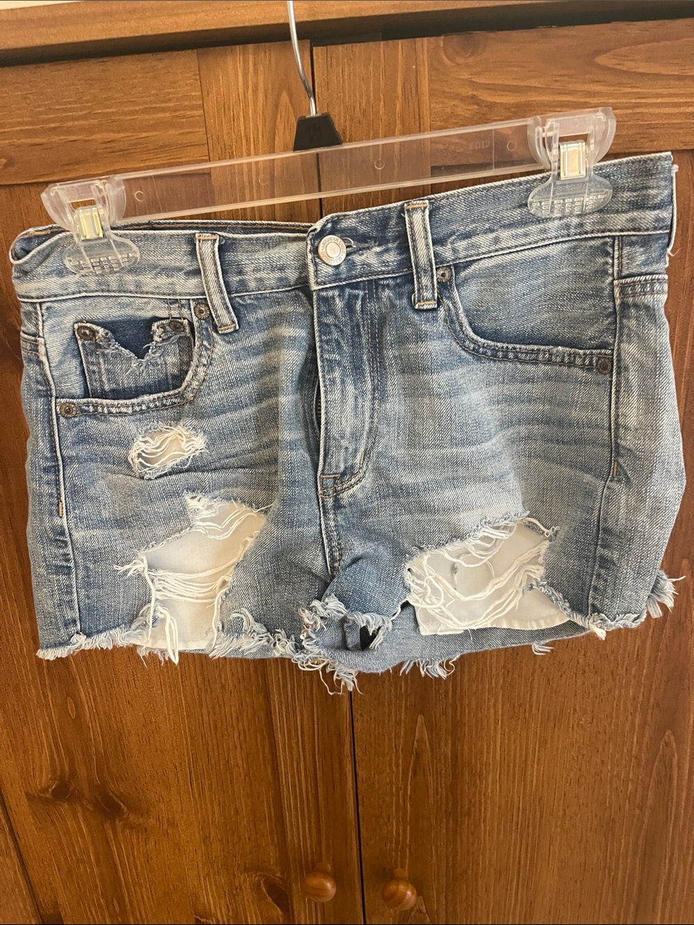 American Eagle Outfitters Light Blue Vintage Distressed Denim Shorts